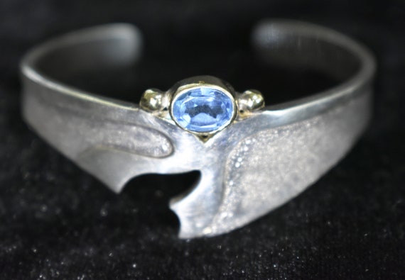 Stunning Modernist Sterling Silver and Blue Synth… - image 6