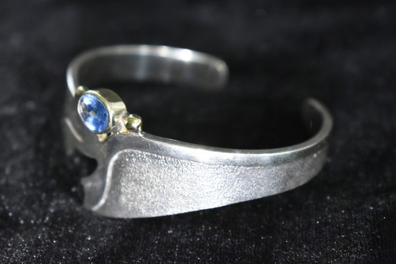 Stunning Modernist Sterling Silver and Blue Synth… - image 5