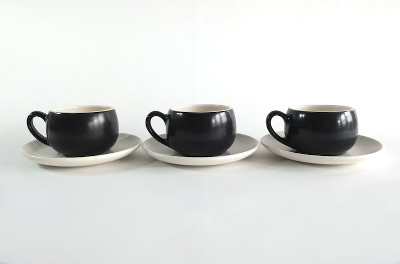 Metlox Poppytrail California Contempora Cups and Saucers Mid-Century Modern Set of 3