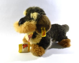 Vintage Steiff Waldi Dachshund Plush Dog Long Hair Dralon Large