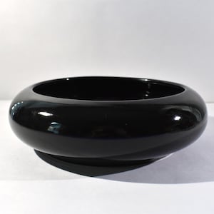 Mid Century Modern Spanish Manises Black Glazed Art Pottery Bowl, Free Shipping
