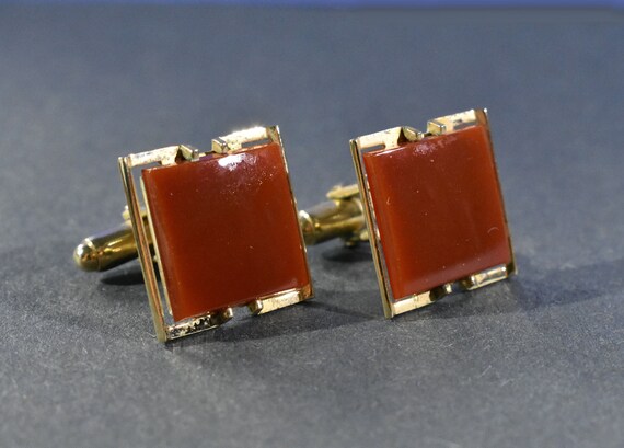 Vintage Modernist Anson Gold-tone and Carnelian C… - image 2