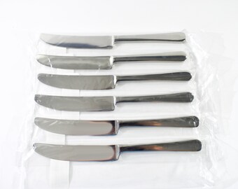 Discontinued Georg Jensen Danish Modern COPENHAGEN Dinner Knives, Set of 6, Designed by Grethe Meyer, New in Box, Free Shipping