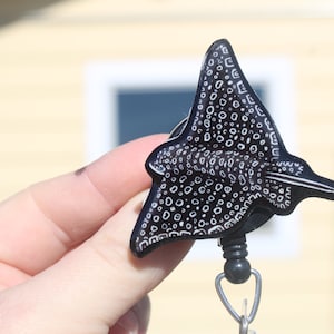 Eagle Ray Badge Reel Id Holder: Gift for scuba divers, nurses, vet techs, veterinarians, zookeepers, medical workers animal badge reels