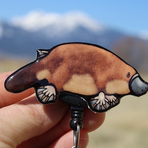 Platypus Badge Reel ID holder : Gift for Nurses, Vet Techs, veterinarians, zookeepers and Aussie lover gift Cute animal badge reels