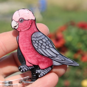 Rose Cockatoo Badge Reel ID holder: Gift for bird lovers, nurses, vet techs, veterinarians, zoo keepers animal bird badge reels