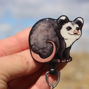 Baby Opossum Badge Reel ID holder: Gift for Possum lovers, nurses, vet techs, veterinarians, zookeepers loss memorial animal badge reels