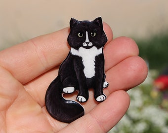 Tuxedo Cat Magnet: Gift for Tuxedo cat lovers, vet techs, veterinarians, zookeeper, cute animal magnets for locker or fridge