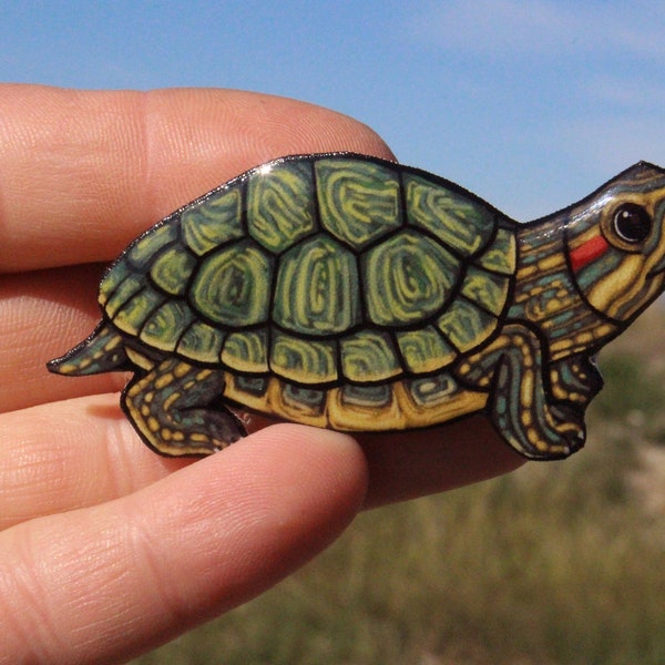 Turtle Magnet: Gift for red eared slider lovers, vet techs, teachers, veterinarians, zookeepers cute animal magnets for locker or fridge