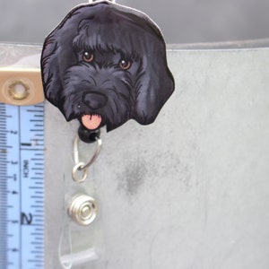Black Goldendoodle Badge Reel: ID holder Dog lovers Gift for Nurses HCA's CNA's Housekeepers or veterinarian's Retractable swivel clip image 6