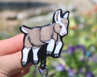 Toggenburg Goat Badge Reel Id holder: retractable gift for goat lovers, nurses, vet techs, veterinarians, farm animal badge reels
