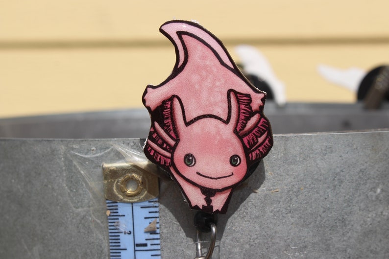 Axolotl Badge Reel Id holder: Gift for newt lovers, vet techs, veterinarians, zookeepers cute animal badge reels for medical workers image 5