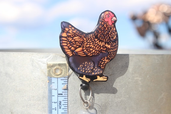 Chicken Badge Reel Id Holder : Gift for Golden Laced Wyandotte Lovers,  Nurses, Vet Techs, Veterinarians, Zookeepers Bird Animal Badge Reels 