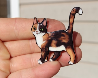 Calico Cat Magnet: Gift for calico lovers or calico loss memorial Cute cat art animal magnets for locker or fridge