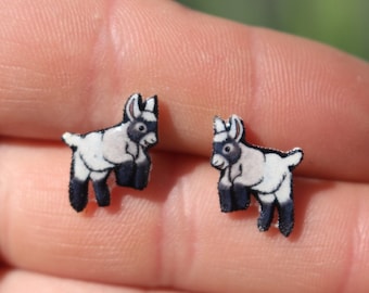Dwarf Goat Earrings : Stainless steel posts for sensitive ears Great gift for Goat lovers or goat loss memorial