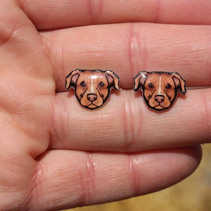 Pitbull stud Earrings: gift for pit bull lovers, teacher, vet tech, zookeeper or dog memorial  animal earrings