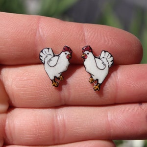 Chicken earrings  great gift for chicken lover or chicken loss memorial Leghorn