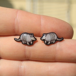 Armadillo Stud Earrings: Gift for animal lovers, vet techs, veterinarians, zookeeper's cute earrings with Stainless Steel Posts