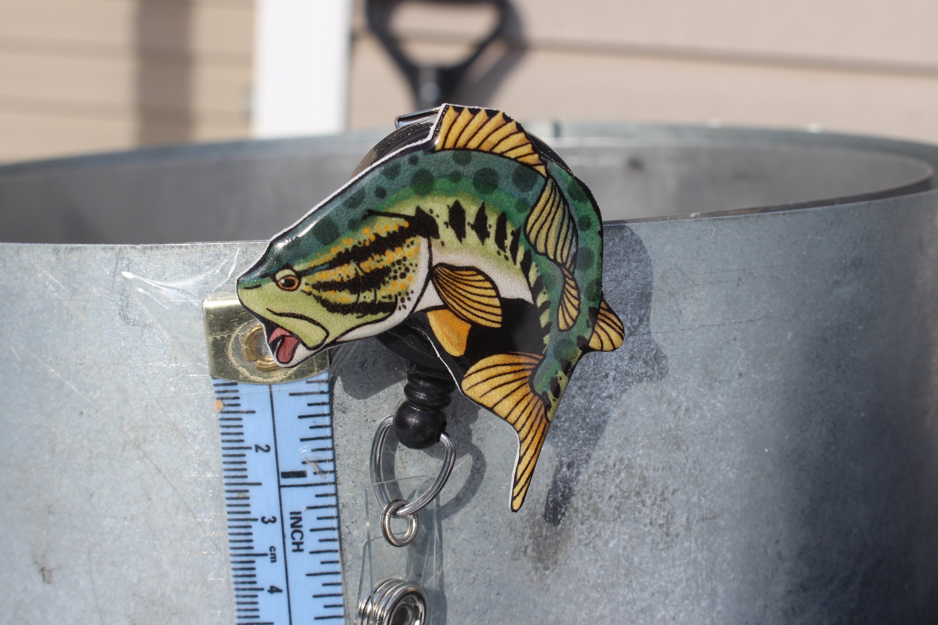 Largemouth Bass Badge Reel ID Holder Gift for Fishing Lovers or Cna HCA Housekeeping Veterinarian Nurse Fish Lover Gift Fish Badge Reel