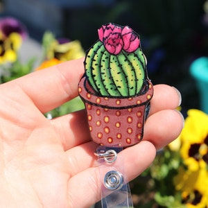 Cactus Badge Reel: Gift for Cactus Lover Nurse CNA HCA Cute Plant Badge Reels