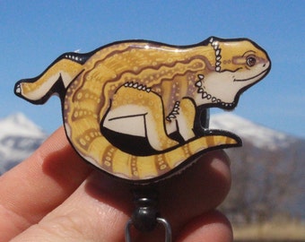 Bearded Dragon badge Reel ID holder: Gift for lizard lovers Nurses, zookeeper, vet tech, veterinarians teachers lizard animal badge reels