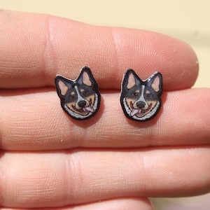 Cattle Dog Blue Heeler Earring Studs: Gift for dog lovers, vet techs, veterinarians, zookeeper's cute earrings with Stainless Steel Posts