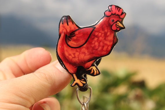 Chicken Badge Reel Id Holder : Gift for Rhode Island Red Lovers, Nurses,  Vet Techs, Veterinarians, Zookeepers Bird Animal Badge Reels 