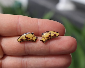 Banana Slug Earrings: Stainless steel posts for sensitive ears Great gift for Slug lovers or Slug Loss memorial