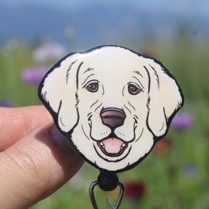 Golden Retriever Badge Reel ID Holder: Gift for dog lovers, vet techs, veterinarians, cute animal badge reels