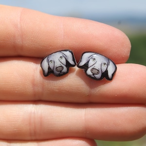 Weimaraner Earring Studs: Gift for dog lovers, vet techs, veterinarians, zookeeper's cute earrings with Stainless Steel Posts