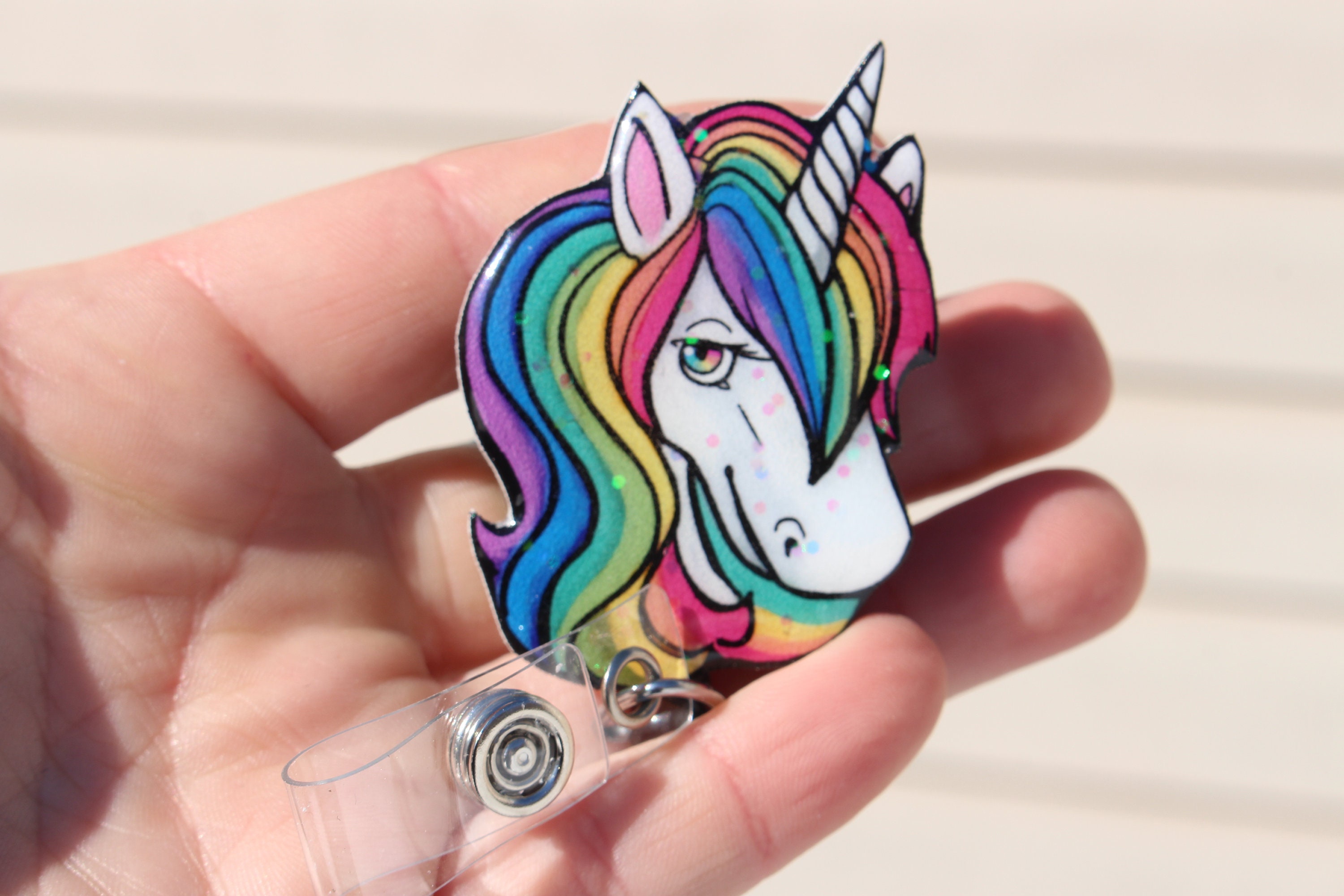 Unicorn Badge Reel ID Holder: Gift for Unicorn Lovers, Nurse, Vet
