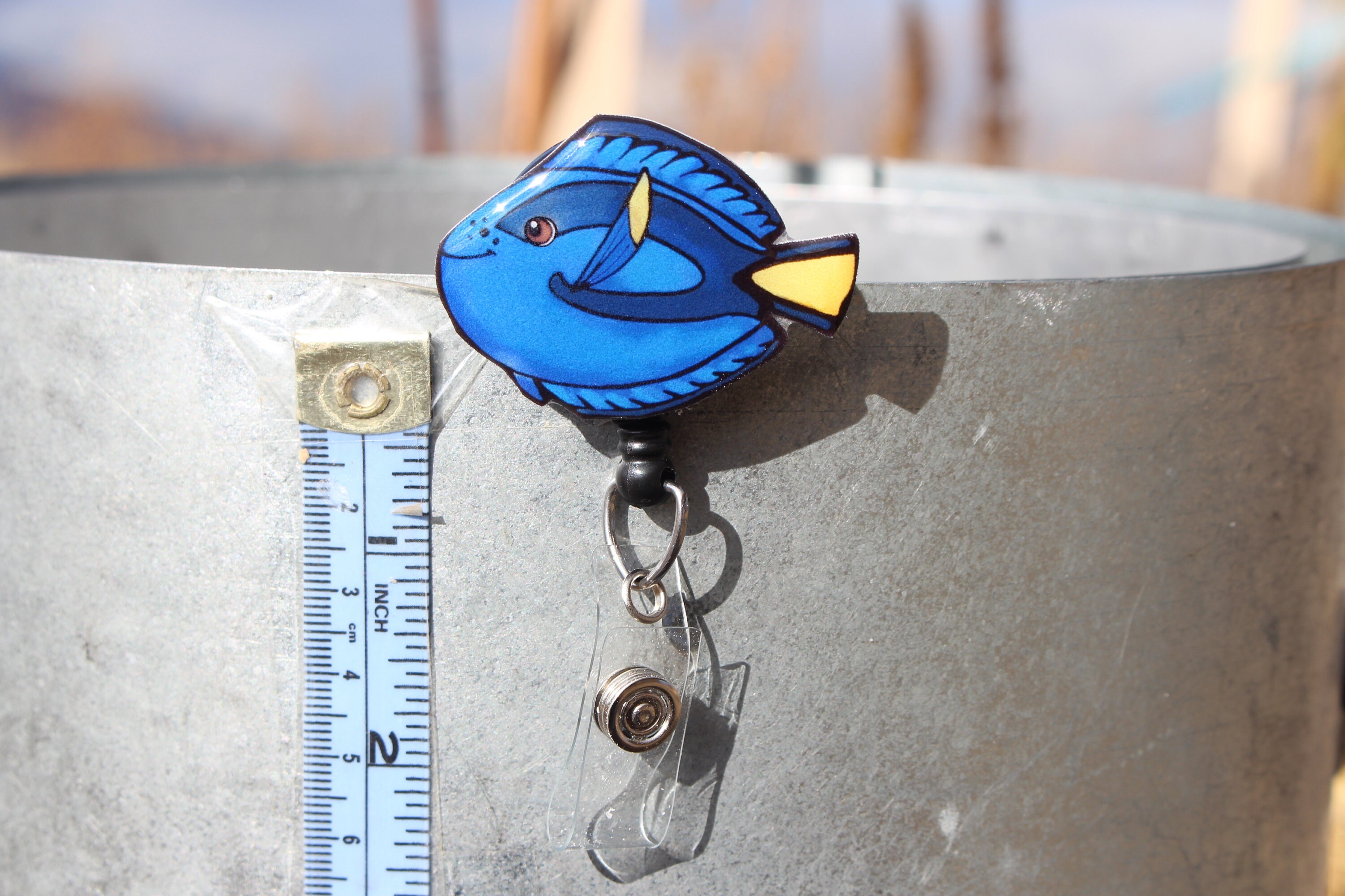 Blue Tang Fish Badge Reel Id Holder: Gift for Fish Lovers