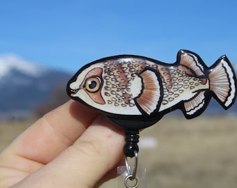 Porta insignias de Puercoespín y Globo: regalo para amantes de los peces, enfermeras, técnicos veterinarios, cuidadores de zoológicos, trabajadores de acuarios,