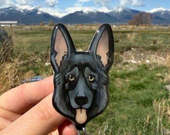 Acrylic German Shepherd badge reel ID holder: Gift for dog lovers, nurses, vet techs, veterinarians animal memorial badge buddy
