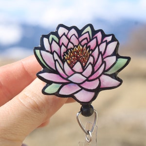 Lotus Flower Badge Reel Holder Clip Simply Life Metallic Paint. Flower  Charm. Om Ohm Nurselife Pratima, Atman, Brahman Custom Badges LSW 