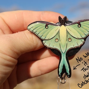 Luna Moth Badge Reel Id Holder: Gift for nurses, Vet Tech, Veterinarians, CNA HCA Butterfly lover gift Animal Badge Reels