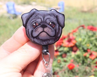 Pug Dog Breed Heart Lanyard Retractable Reel Badge ID Card Holder Pug Dog Breed Heart Lanyard Retractable Reel Badge ID Card Holder