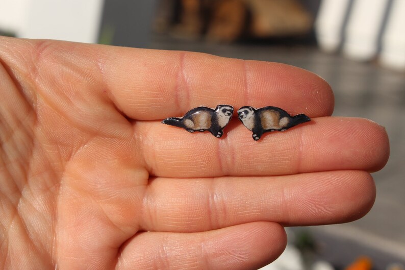 Ferret Earrings Stainless Steel Posts for Sensitive Ears Etsy