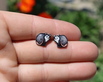 Opossum Earring Studs: Stainless Steel posts for animal lovers, vet techs, veterinarians. zookeepers stainless steel posts