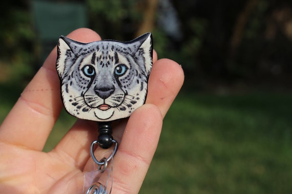 Snow Leopard Badge Reel: Animal Cat Badge Reels Gift for Nurses