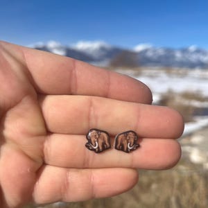 Woolly Mammoth Stud Earrings: Gift for animal lovers, vet techs, veterinarians, zookeeper's cute earrings with Stainless Steel Posts