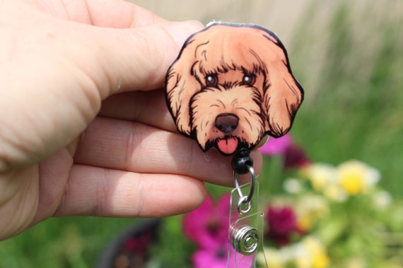 Goldendoodle Badge Reel: ID Holder Dog Lovers Gift for Nurses Hca's Cna's  Houskeepers or Veterinarian's Retractable Swivel Clip 