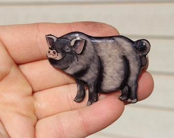 Pot bellied pig: Gift for pig lover or pig loss memorial cute farm animal art for locker or fridge