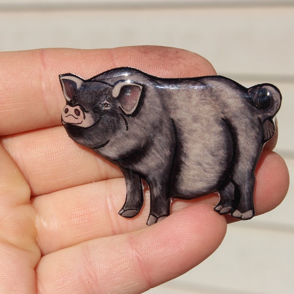 Pot bellied pig: Gift for pig lover or pig loss memorial cute farm animal art for locker or fridge