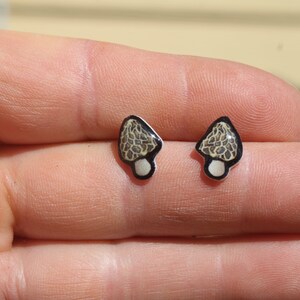 Morel Mushroom Stud Earrings: Gift for fungi animal lovers, vet techs, veterinarians, zookeeper's cute earrings with Stainless Steel Posts