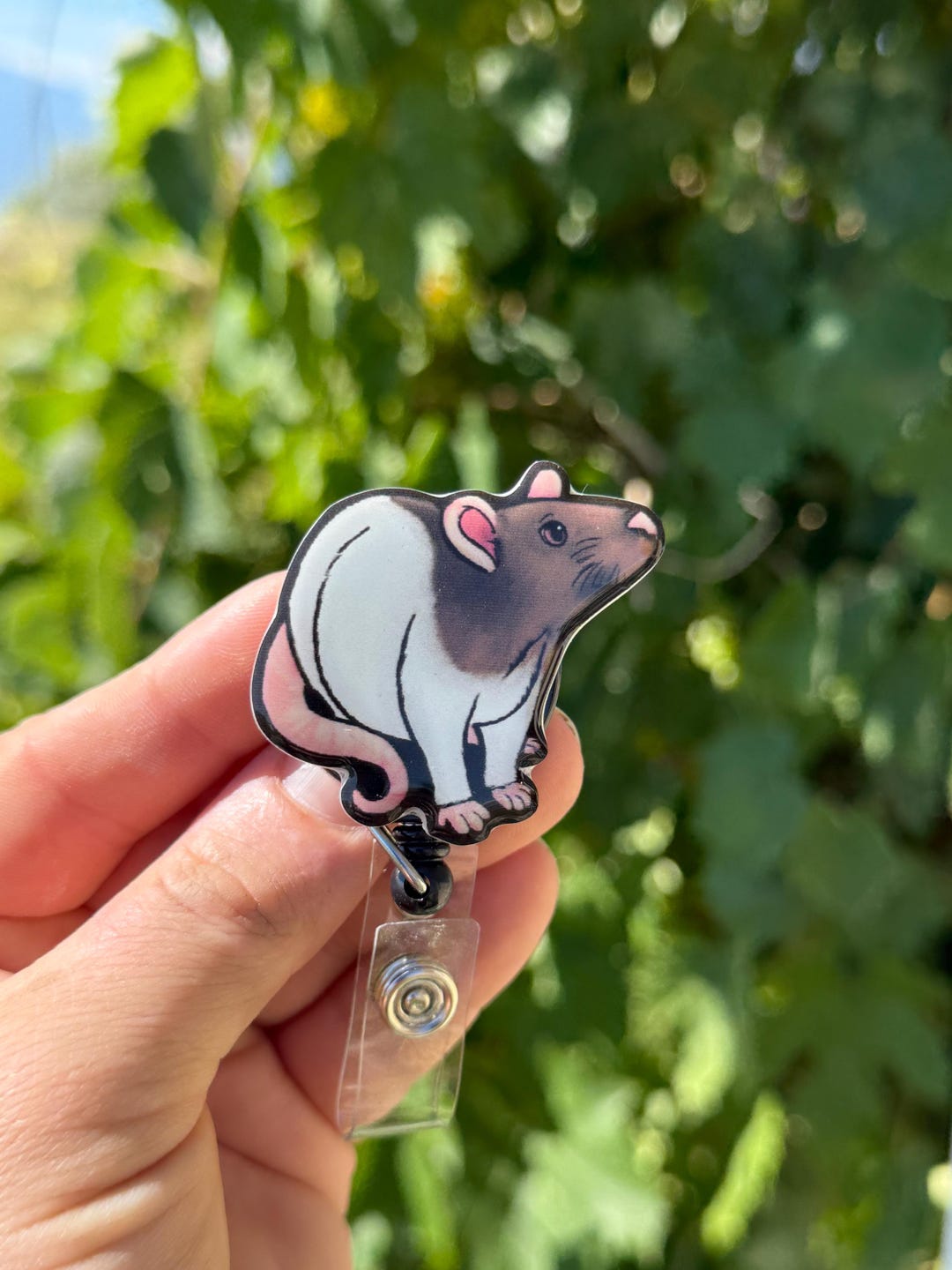 Rat Ribbon Hooded Rat Badge Reel ID Holder: Gift for Rat Animal Lovers, Nurses ...