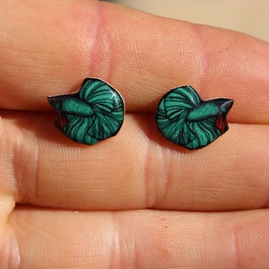 Betta Earrings : Gift for Betta lovers or Betta loss memorial Cute animal earrings studs for sensitive ears