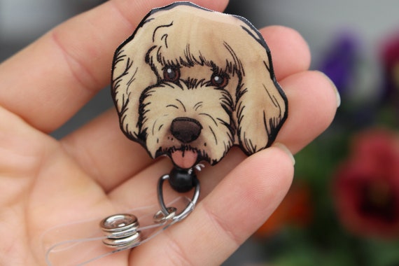 Goldendoodle Badge Reel ID Holder: Gift for Dog Lovers, Vet Techs