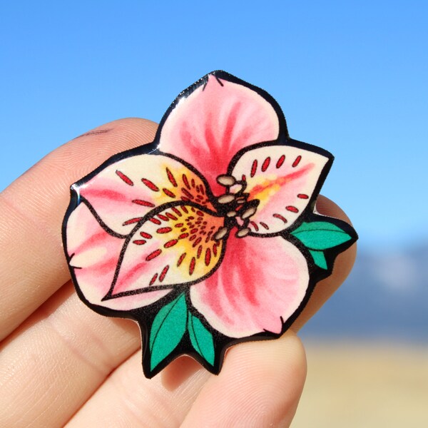Peruvian Lily of the Inca Magnet: Gift for flower lover, gardeners, zookeepers, cute flower magnets for locker or fridge