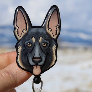 German Shepherd Badge Reel Id holder: Gift for Dog lover, nurse, vet tech,zookeeper, Shepherd loss memorial dog animal badge reels